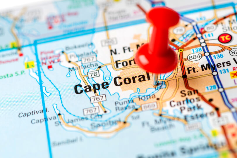 Map view of Cape Coral, Florida 