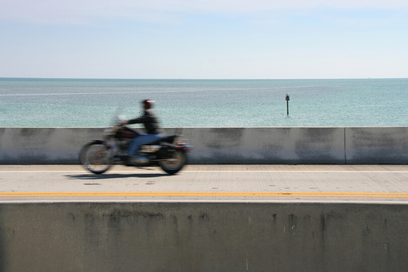 Motorcycle rider along the Florida coast 